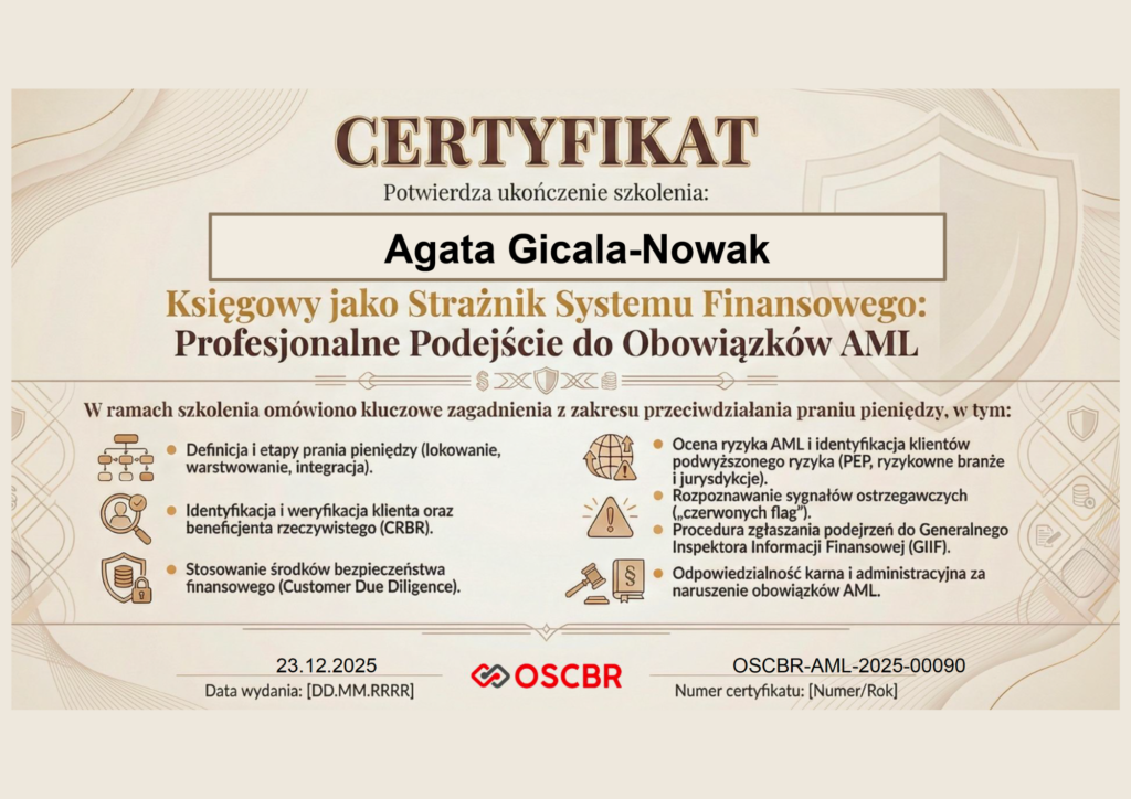 certyfikat aml biuro rachunkowe